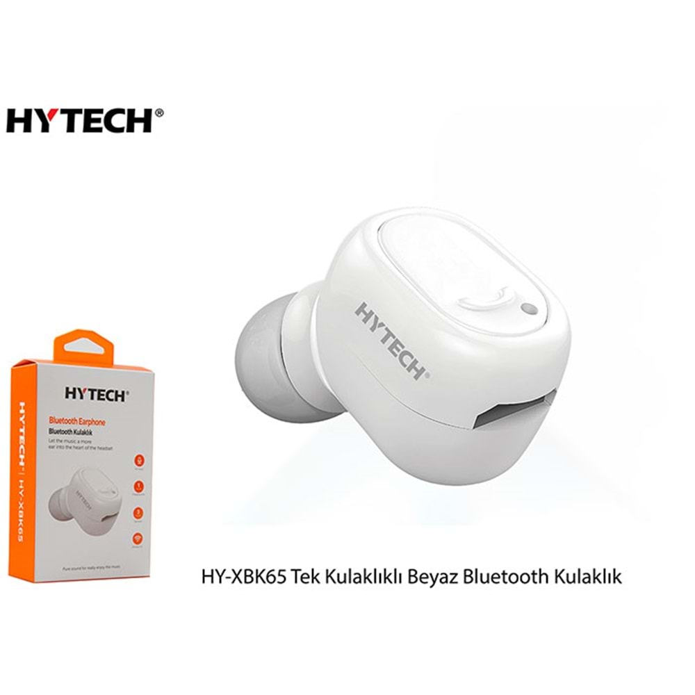 TR//Hytech HYXBK65 Tek Kulaklıklı Beyaz Siyah Bluetooth Kulaklık