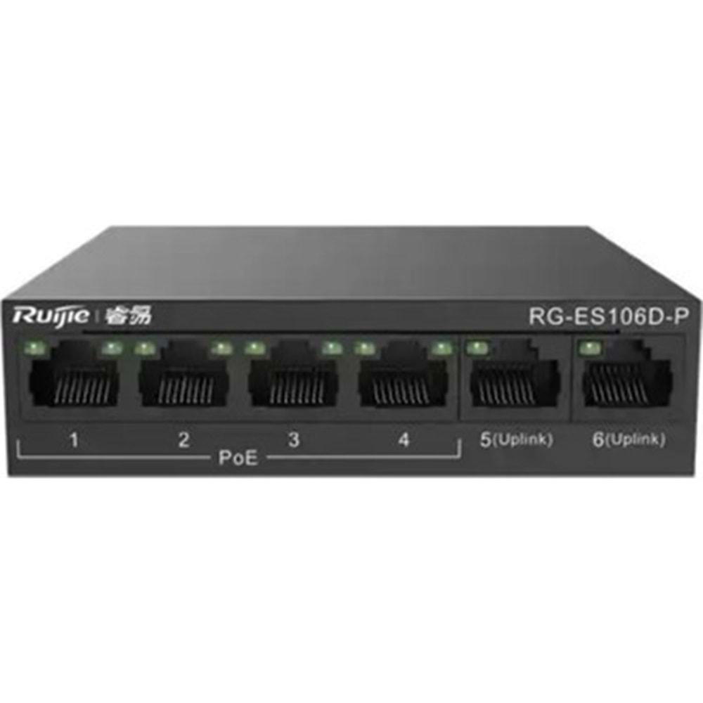 TR//RUIJIE REYEE RG-ES106D-P 6 PORT 10/100X2 UPLINK 4 PORT POE SWITCH (58W)