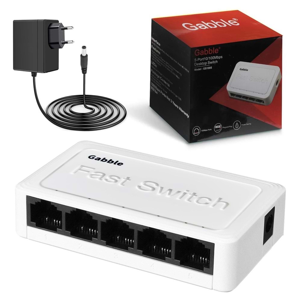 GABBLE GAB-SWC05 (25159)ETHERNET SWITCH HUB 5 PORT 10/100MBPS