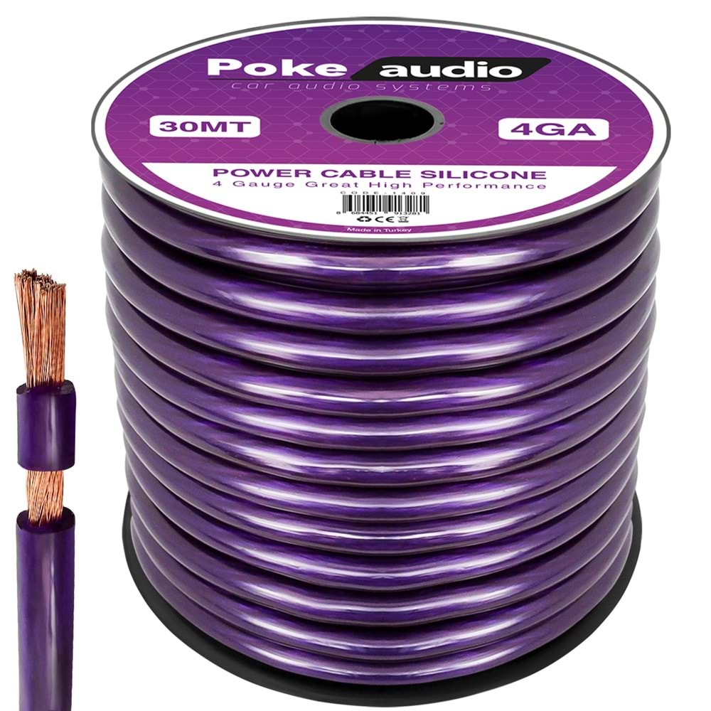 Poke PK-1409 4GA Oto Anfi Power Kablo Silikon 30mt