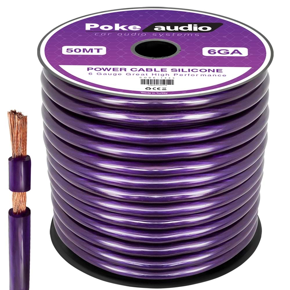 Poke PK-1443 6GA Oto Anfi Power Kablo Silikon 50mt