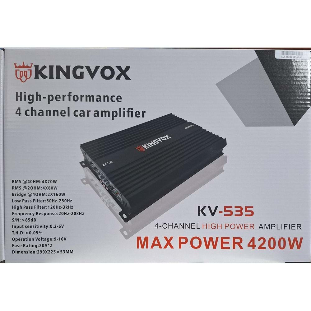 KINGVOX KV535 4X70 RMS 4 KANAL AMFİ