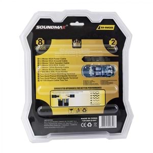 SOUNDMAX SXAWG83 80 A SİGORTA 8GA SET KABLO