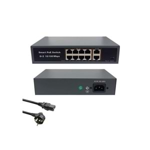 TR//Simple SM108P 8 port PoE +2 Port 10 100 uplink 250m 120W Aktif PoE Switch