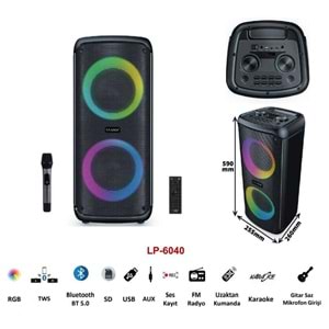 LEADER LP6040 6.5 incx2 RGB Taşınabilir Ses Sistemi