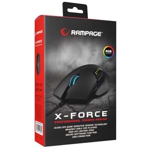 Rampage SMXR83 X-FORCE Usb Siyah 10000 dpi RGB Aydınlatmalı Gaming Oyuncu Mouse