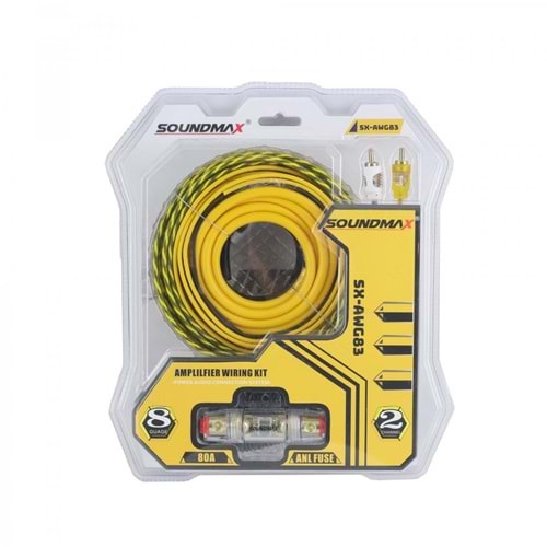 SOUNDMAX SXAWG83 80 A SİGORTA 8GA SET KABLO