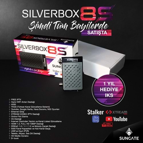 TR//SUNGATE Silverbox 8S Hd Uydu Alıcısı Xtream Uyumlu