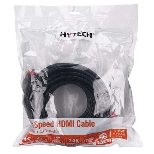 Hytech HYHDM20 HDMI TO HDMI 20m Altın Uçlu 24K 1.4 Ver. 3D Kablosu