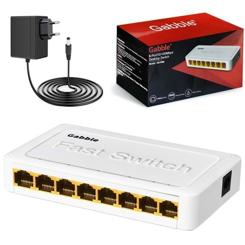 GABBLE GAB-SWC08 (25160) ETHERNET SWITCH HUB 8 PORT 10/100MBPS