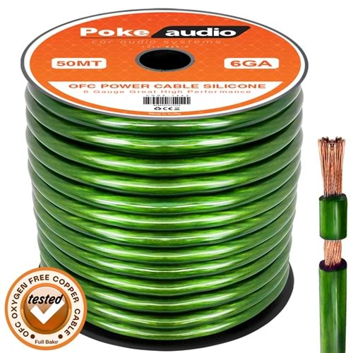 Poke PK-1442 6GA OFC Bakır Oto Anfi Power Kablo Silikon 50mt