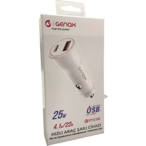 GENAX GNX024 2USB ARAÇ ŞARJ ADAPTÖRÜ 3.4A 15W GRİ