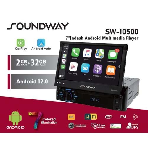 SOUNDWAY SW10500 ANDROİD İNDASH TEYP 2+32 GB RAM ANDROİD 12
