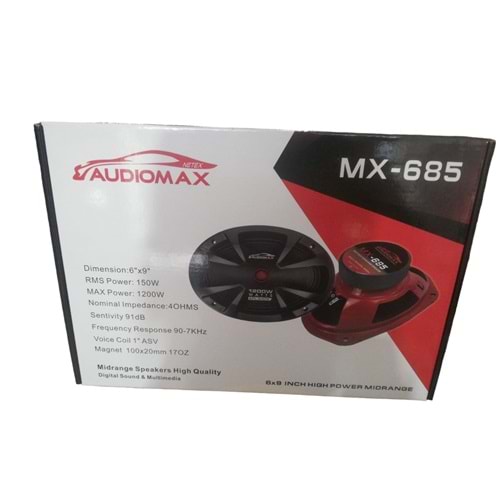 AUDİOMAX MX685 900WATT 6X9 MİDRANGE 150RMS 1200W