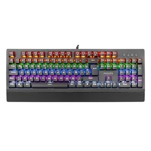TR//Philips SPK8403 Siyah Rainbow Aydınlatmalı Mekanik Gaming Oyuncu Klavyesi